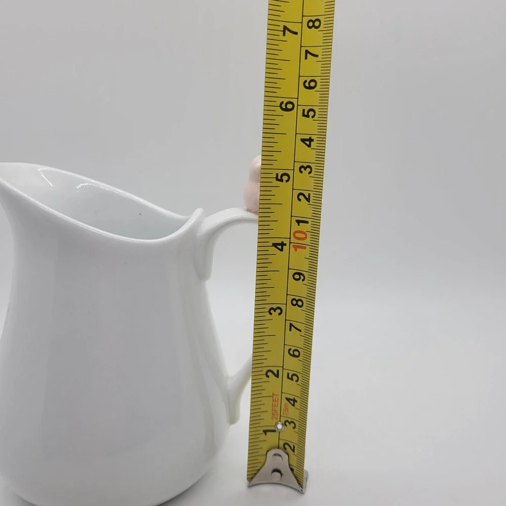 Cordon Bleu BIA White Ceramic Creamer Pitcher with Pink Bird Figurine Handle